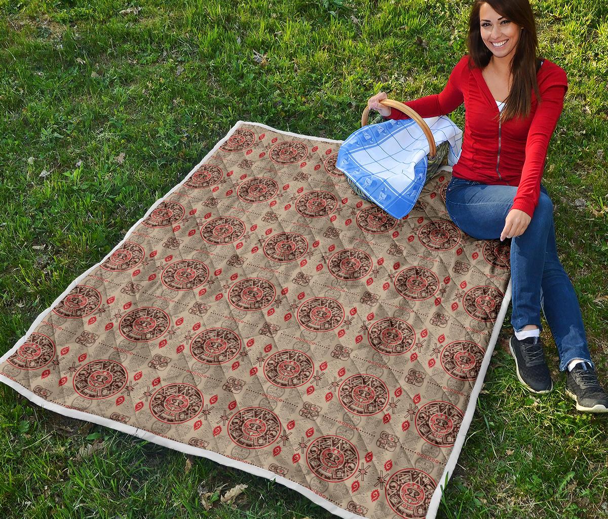 Calendar Aztec Print Pattern Premium Quilt-JTAMIGO.COM