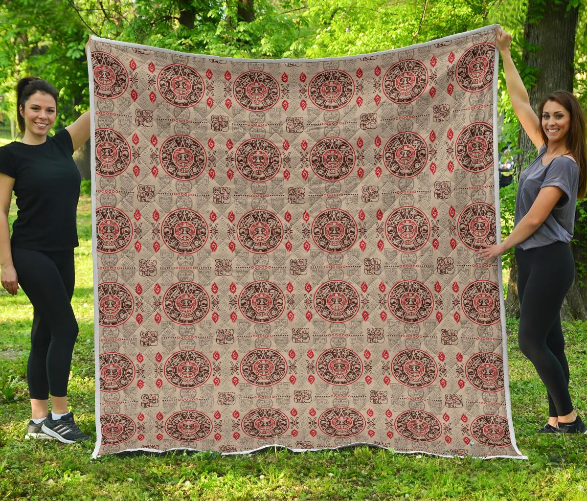 Calendar Aztec Print Pattern Premium Quilt-JTAMIGO.COM