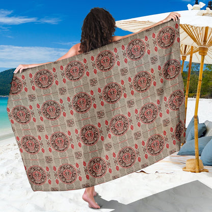 Calendar Aztec Print Pattern Sarong Pareo Wrap