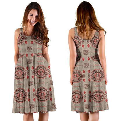 Calendar Aztec Print Pattern Sleeveless Dress