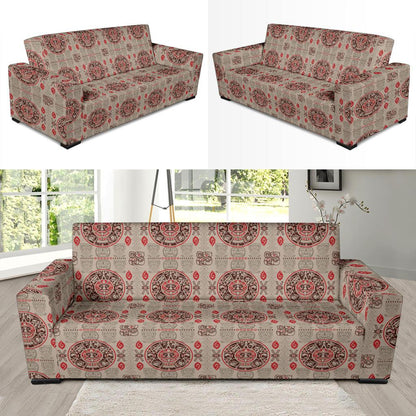 Calendar Aztec Print Pattern Sofa Slipcover-JTAMIGO.COM