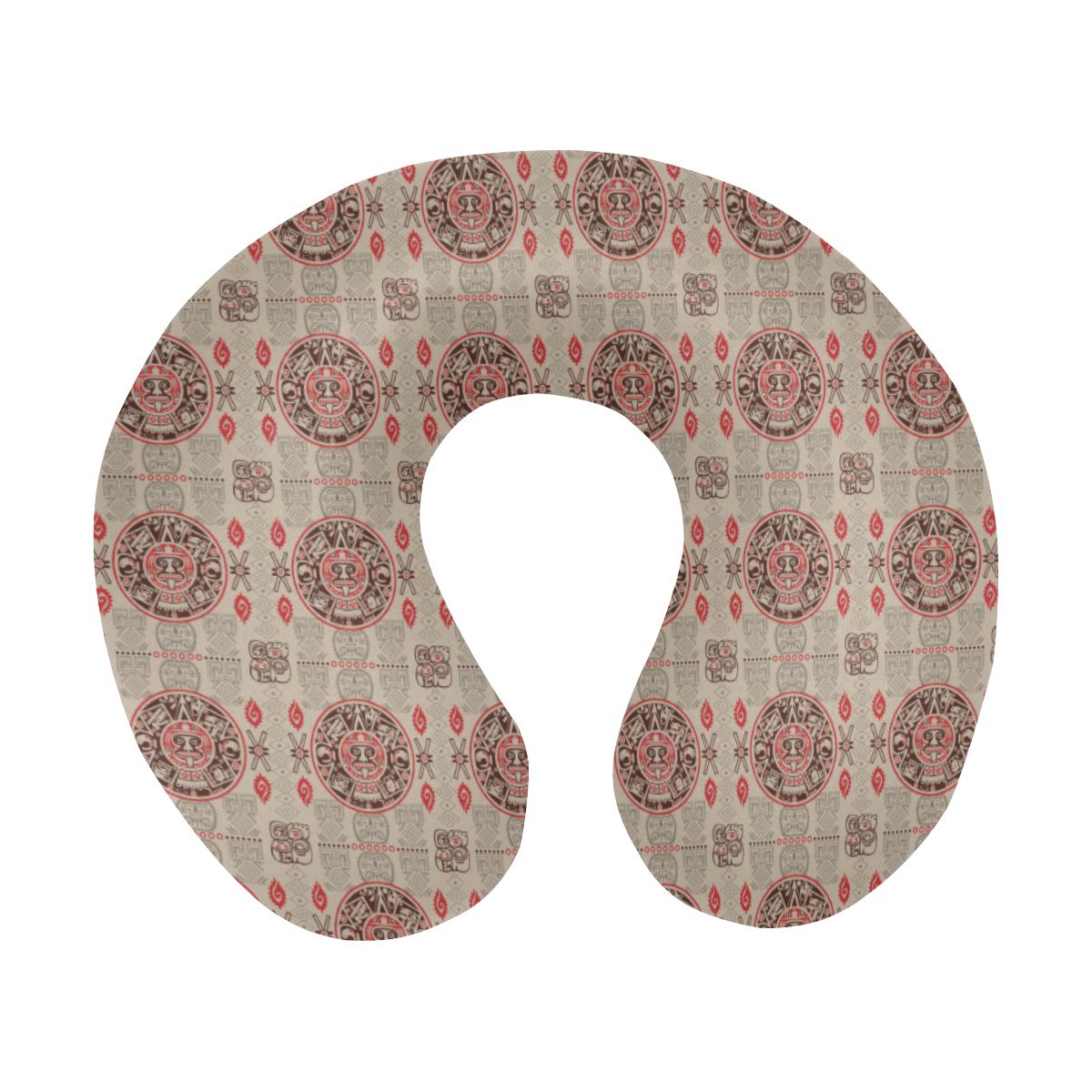 Calendar Aztec Print Pattern U-Shaped Travel Neck Pillow-JTAMIGO.COM