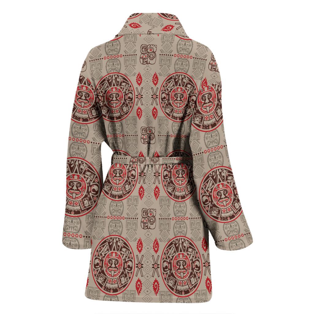 Calendar Aztec Print Pattern Women Bath Robe-JTAMIGO.COM