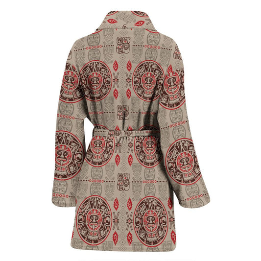 Calendar Aztec Print Pattern Women Bath Robe-JTAMIGO.COM