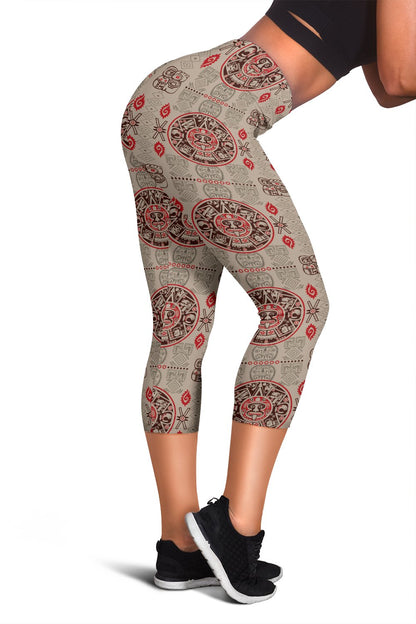 Calendar Aztec Print Pattern Women Capris