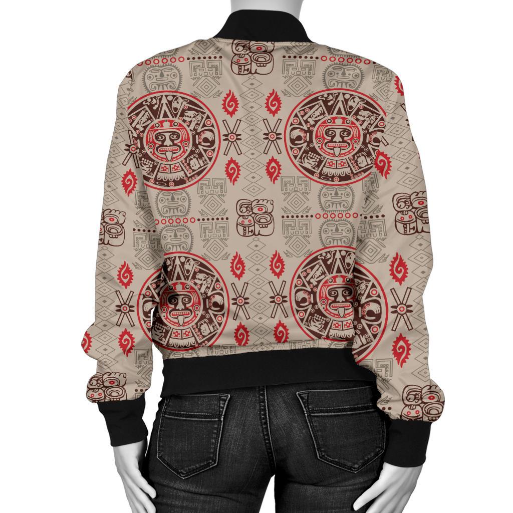 Calendar Aztec Print Pattern Women Casual Bomber Jacket
