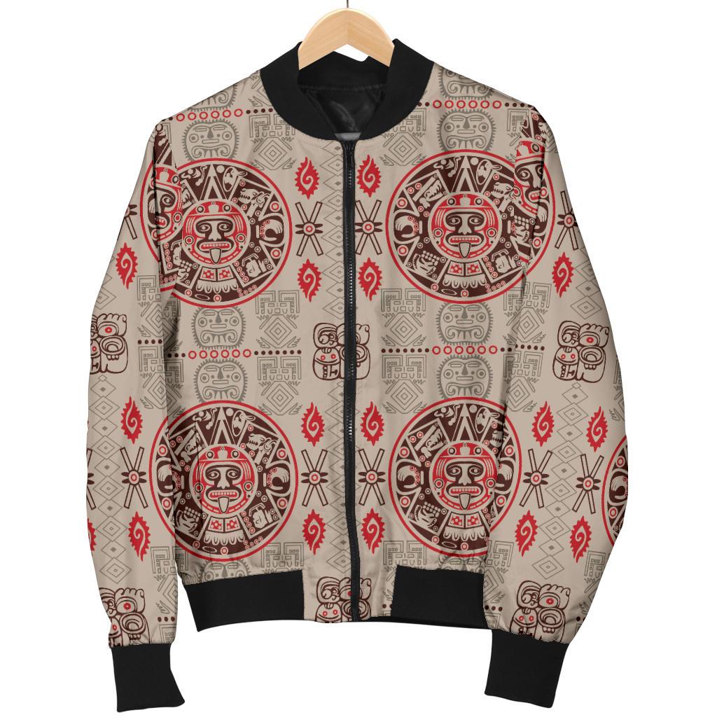 Calendar Aztec Print Pattern Women Casual Bomber Jacket