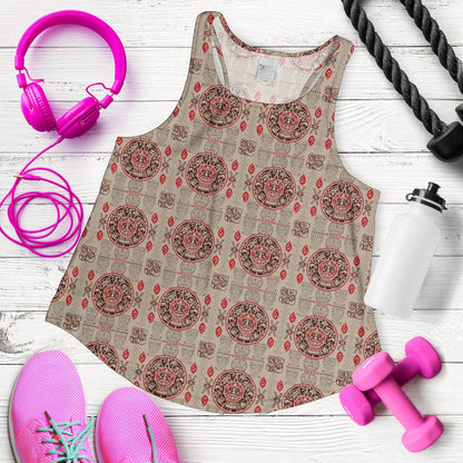 Calendar Aztec Print Pattern Women Racerback Tank Top