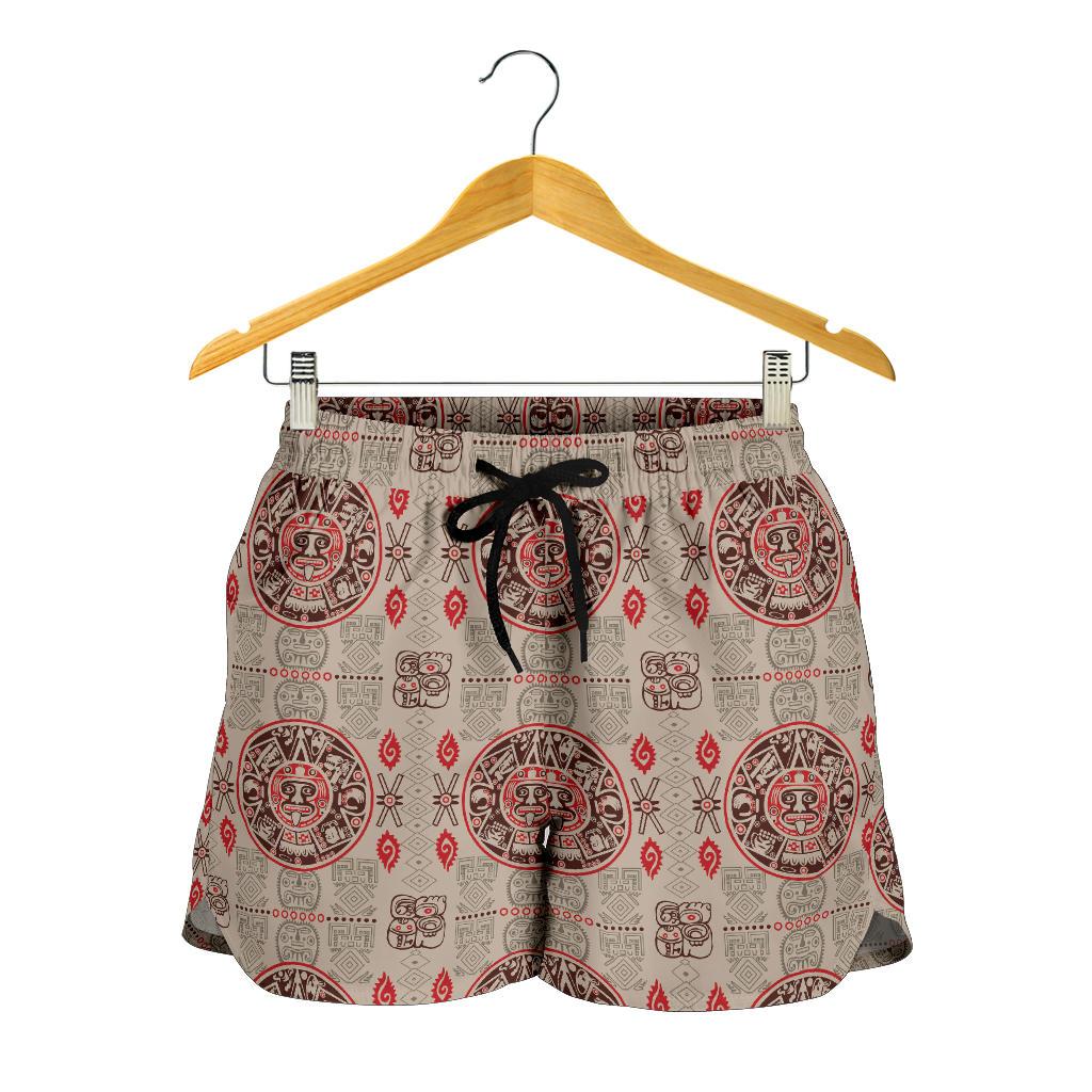 Calendar Aztec Print Pattern Women Shorts-JTAMIGO.COM