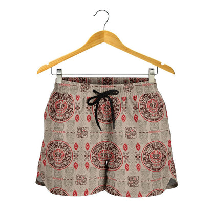 Calendar Aztec Print Pattern Women Shorts-JTAMIGO.COM