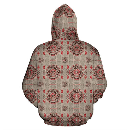 Calendar Aztec Print Pattern Zip Up Hoodie