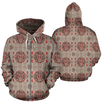 Calendar Aztec Print Pattern Zip Up Hoodie