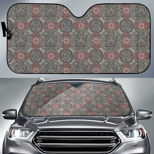 Calendar Aztec Style Print Pattern Car Sun Shade For Windshield