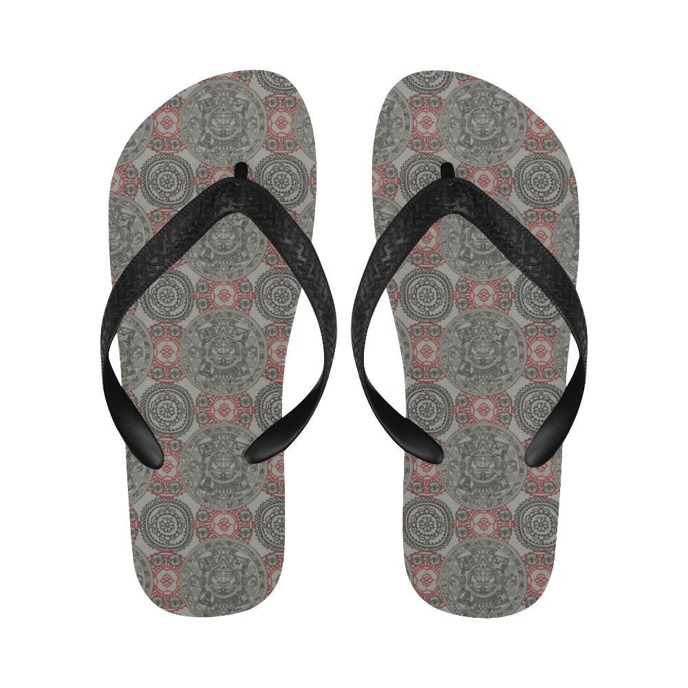 Calendar Aztec Style Print Pattern Flip Flops-JTAMIGO.COM