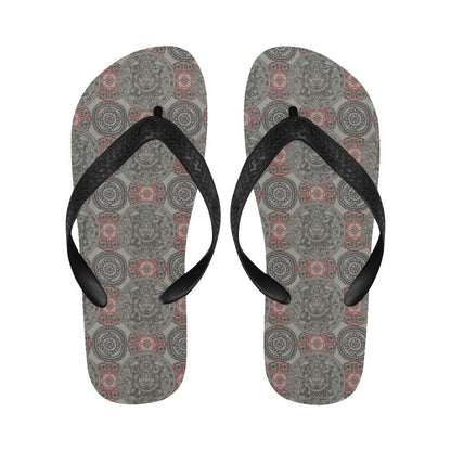 Calendar Aztec Style Print Pattern Flip Flops-JTAMIGO.COM