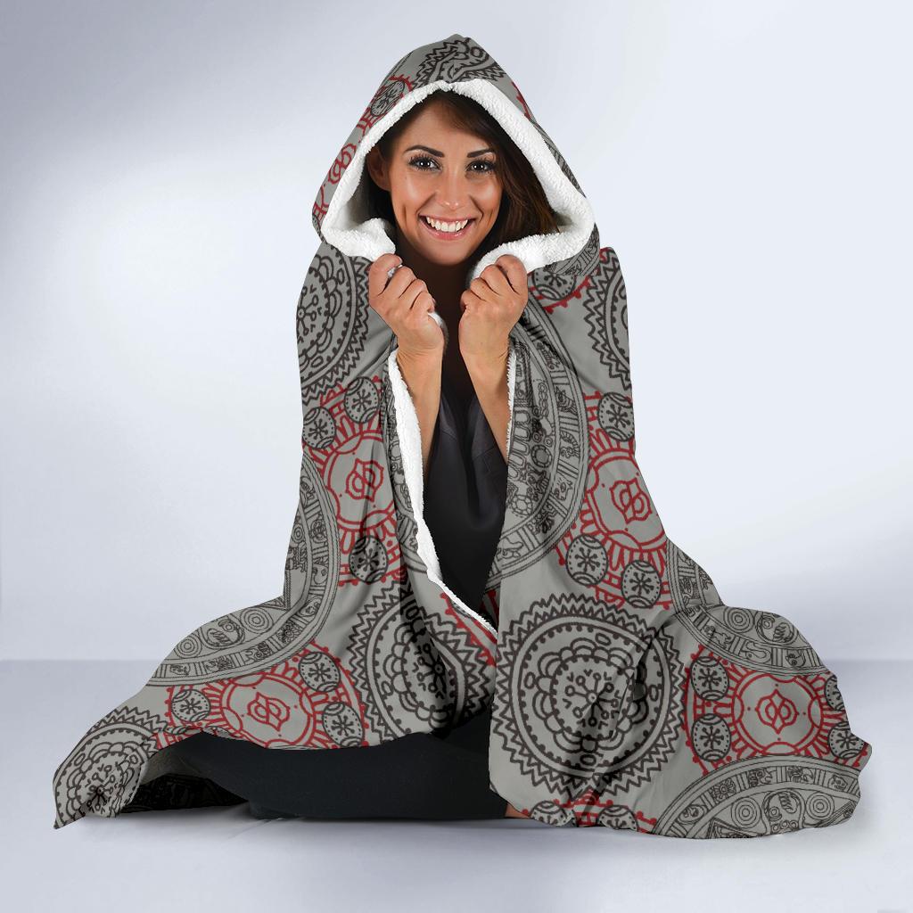 Calendar Aztec Style Print Pattern Hooded Blanket-JTAMIGO.COM