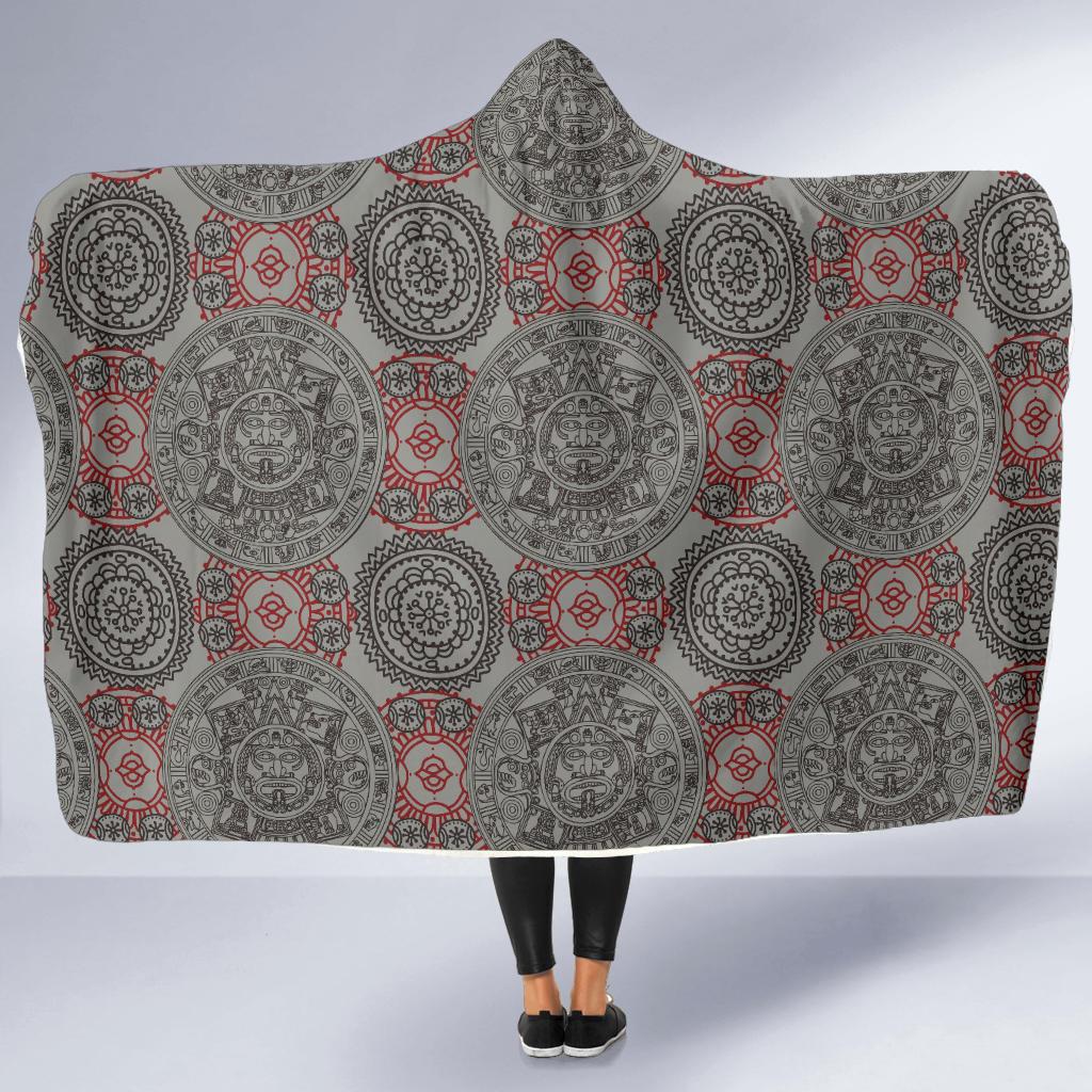 Calendar Aztec Style Print Pattern Hooded Blanket-JTAMIGO.COM