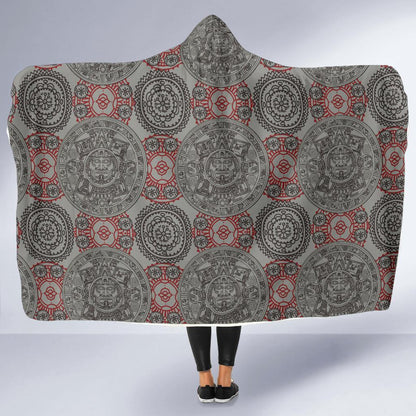 Calendar Aztec Style Print Pattern Hooded Blanket-JTAMIGO.COM