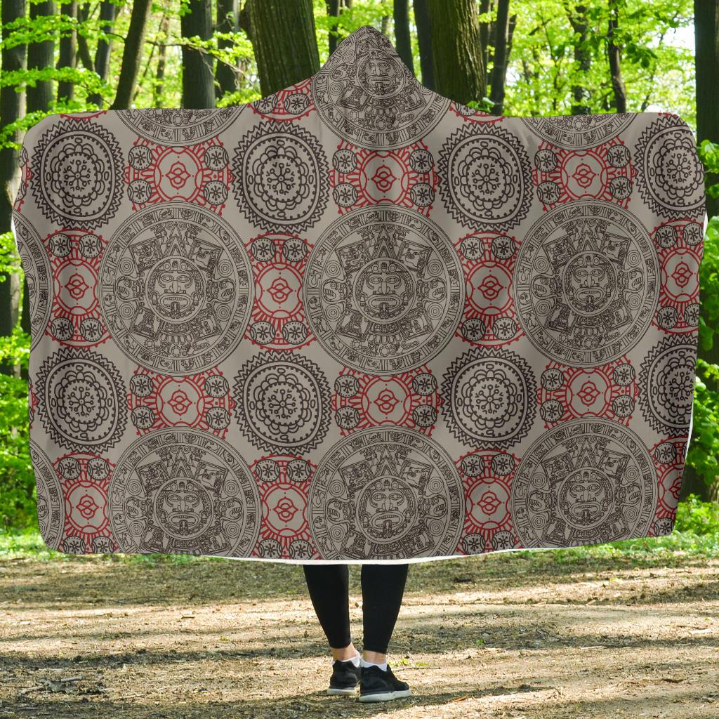 Calendar Aztec Style Print Pattern Hooded Blanket-JTAMIGO.COM