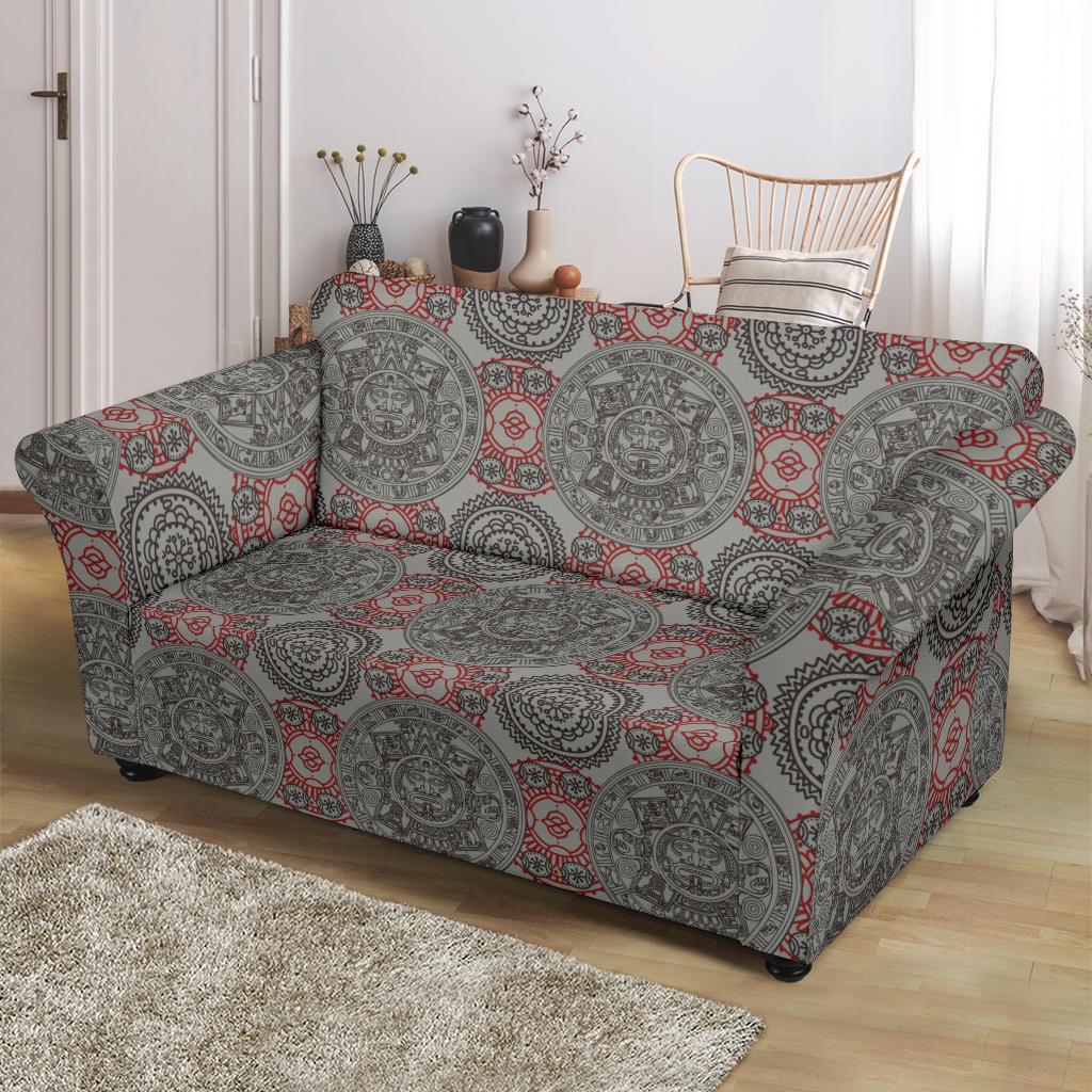 Calendar Aztec Style Print Pattern Loveseat Slipcover-JTAMIGO.COM