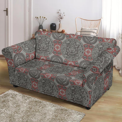 Calendar Aztec Style Print Pattern Loveseat Slipcover-JTAMIGO.COM