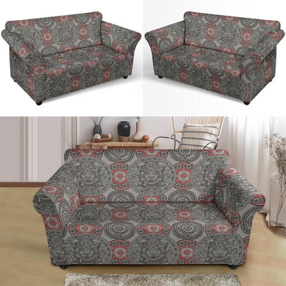 Calendar Aztec Style Print Pattern Loveseat Slipcover-JTAMIGO.COM