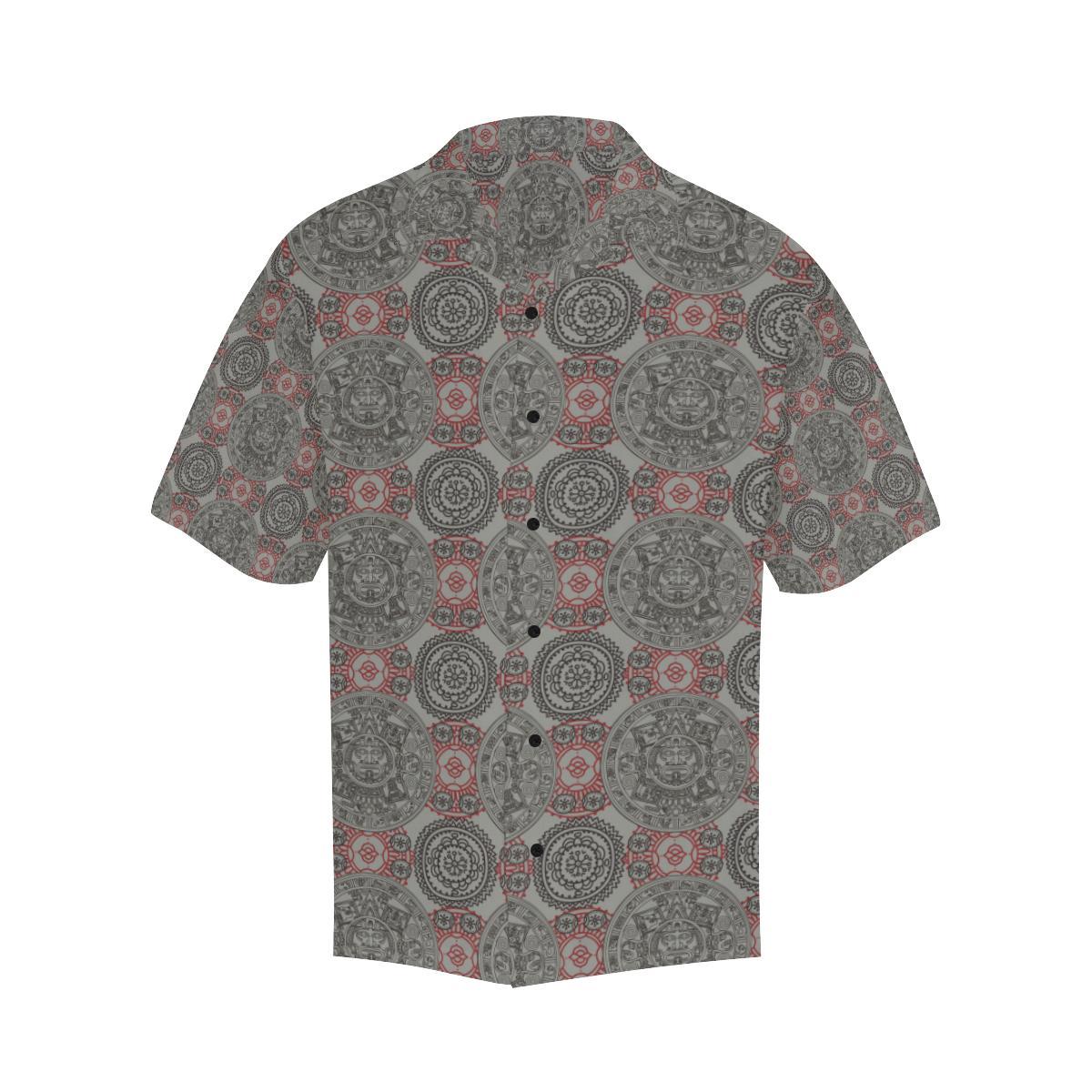 Calendar Aztec Style Print Pattern Men Aloha Hawaiian Shirt