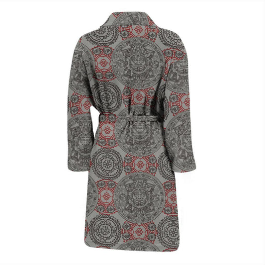Calendar Aztec Style Print Pattern Men Bath Robe-JTAMIGO.COM