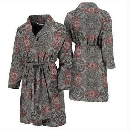 Calendar Aztec Style Print Pattern Men Bath Robe-JTAMIGO.COM