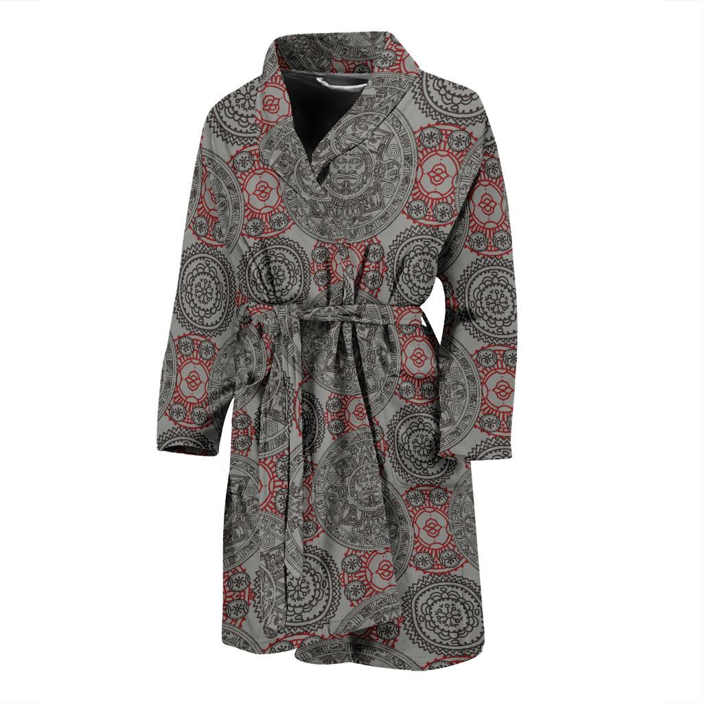 Calendar Aztec Style Print Pattern Men Bath Robe-JTAMIGO.COM