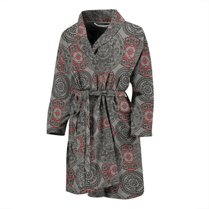 Calendar Aztec Style Print Pattern Men Bath Robe-JTAMIGO.COM