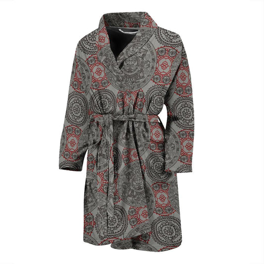 Calendar Aztec Style Print Pattern Men Bath Robe-JTAMIGO.COM