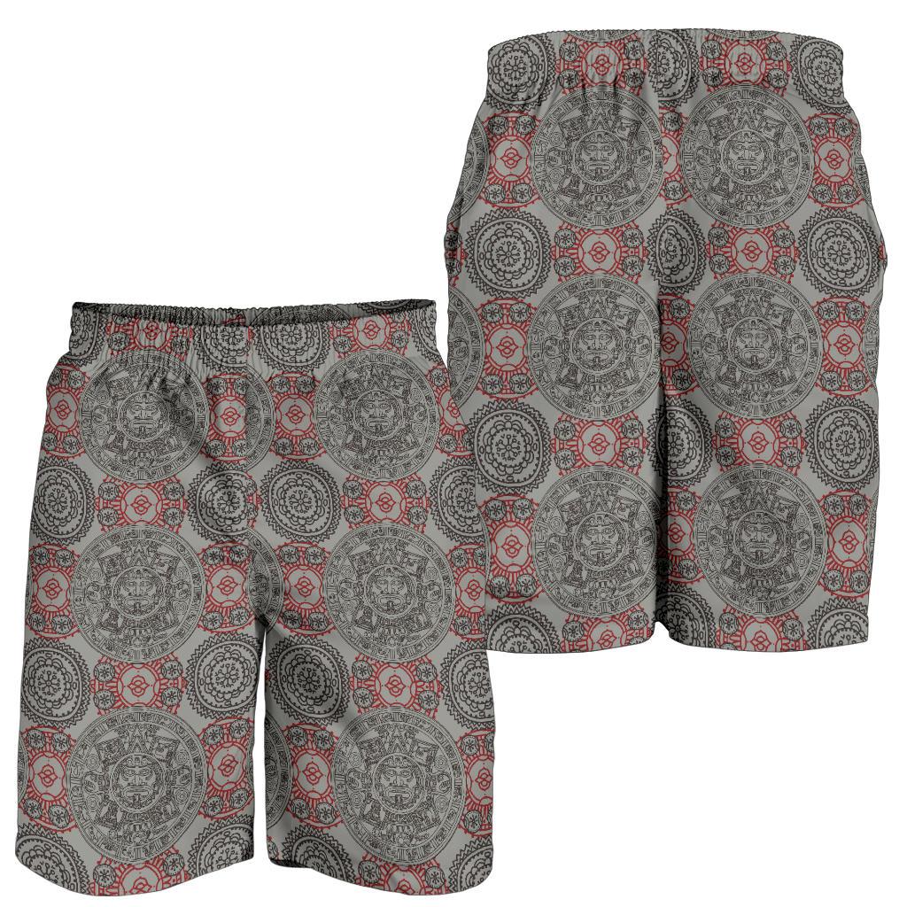 Calendar Aztec Style Print Pattern Mens Shorts-JTAMIGO.COM