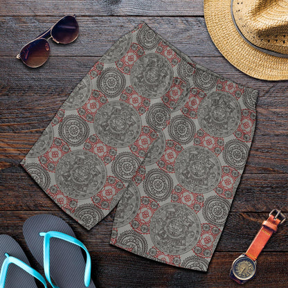Calendar Aztec Style Print Pattern Mens Shorts-JTAMIGO.COM