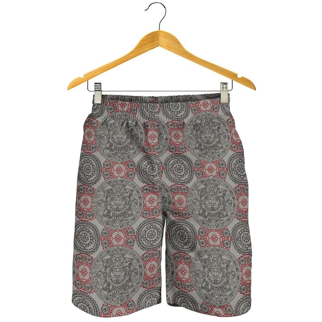 Calendar Aztec Style Print Pattern Mens Shorts-JTAMIGO.COM