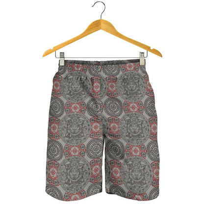 Calendar Aztec Style Print Pattern Mens Shorts-JTAMIGO.COM