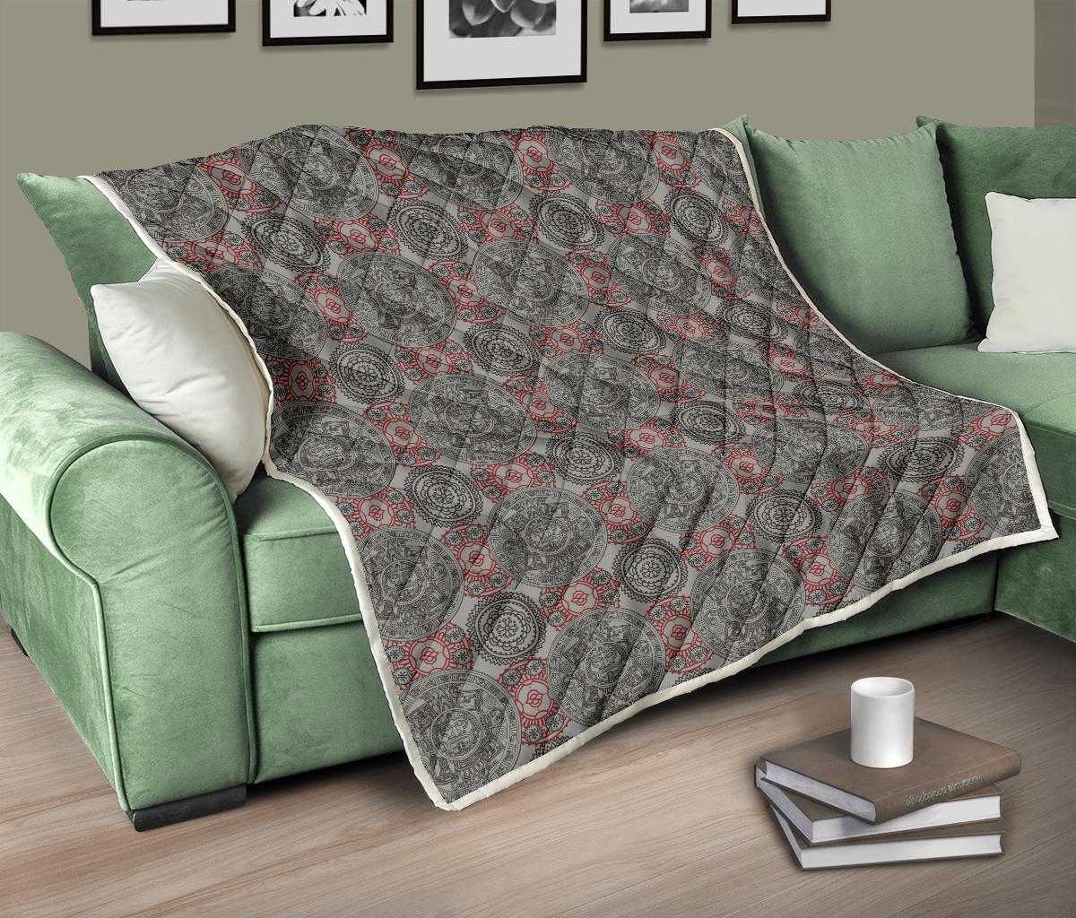 Calendar Aztec Style Print Pattern Premium Quilt-JTAMIGO.COM