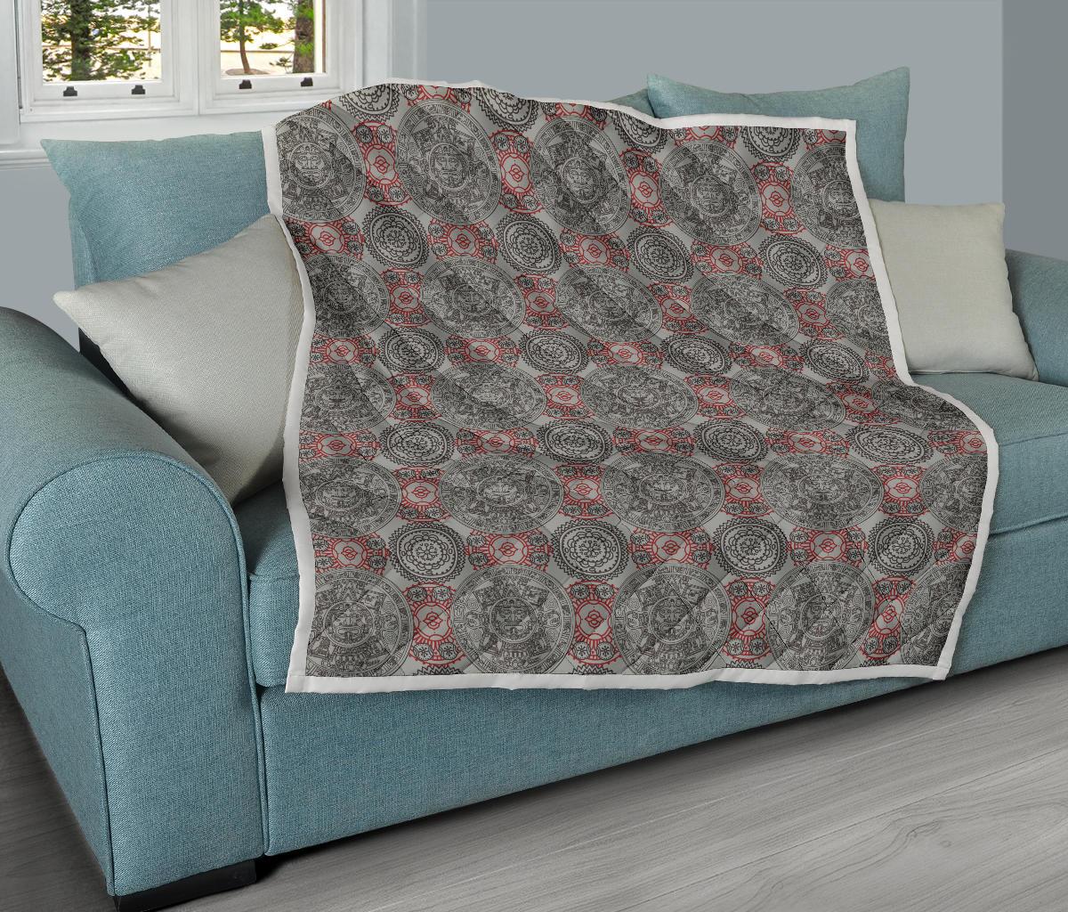 Calendar Aztec Style Print Pattern Premium Quilt-JTAMIGO.COM