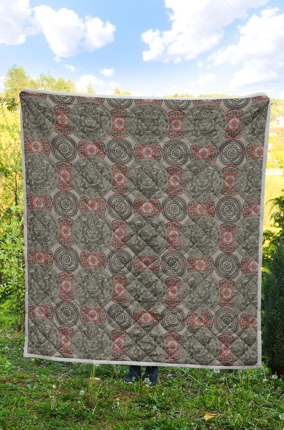 Calendar Aztec Style Print Pattern Premium Quilt-JTAMIGO.COM
