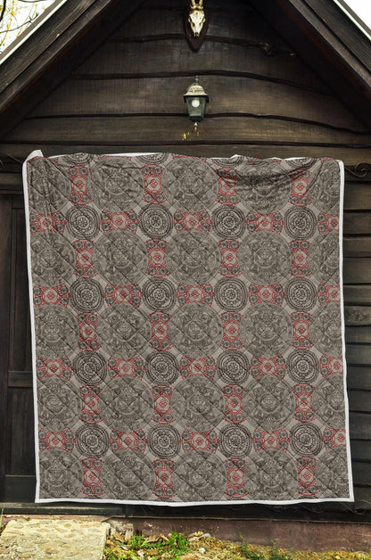 Calendar Aztec Style Print Pattern Premium Quilt-JTAMIGO.COM