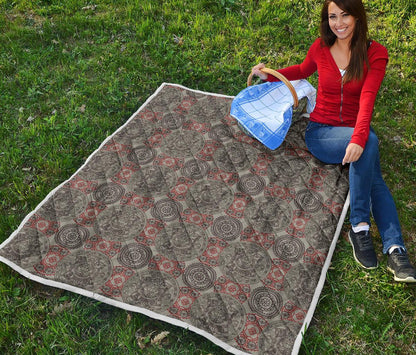 Calendar Aztec Style Print Pattern Premium Quilt-JTAMIGO.COM