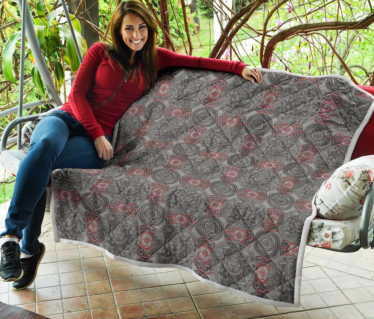 Calendar Aztec Style Print Pattern Premium Quilt-JTAMIGO.COM
