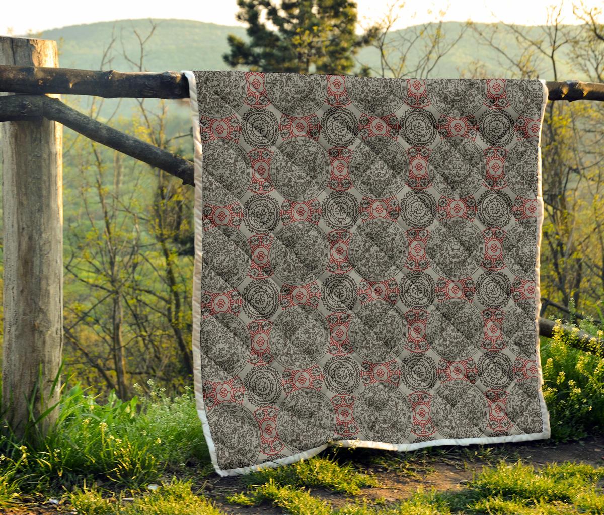 Calendar Aztec Style Print Pattern Premium Quilt-JTAMIGO.COM