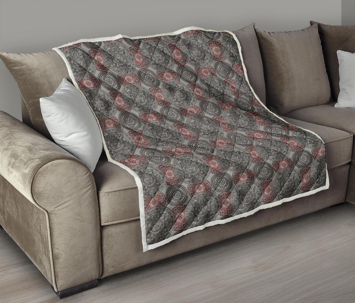 Calendar Aztec Style Print Pattern Premium Quilt-JTAMIGO.COM