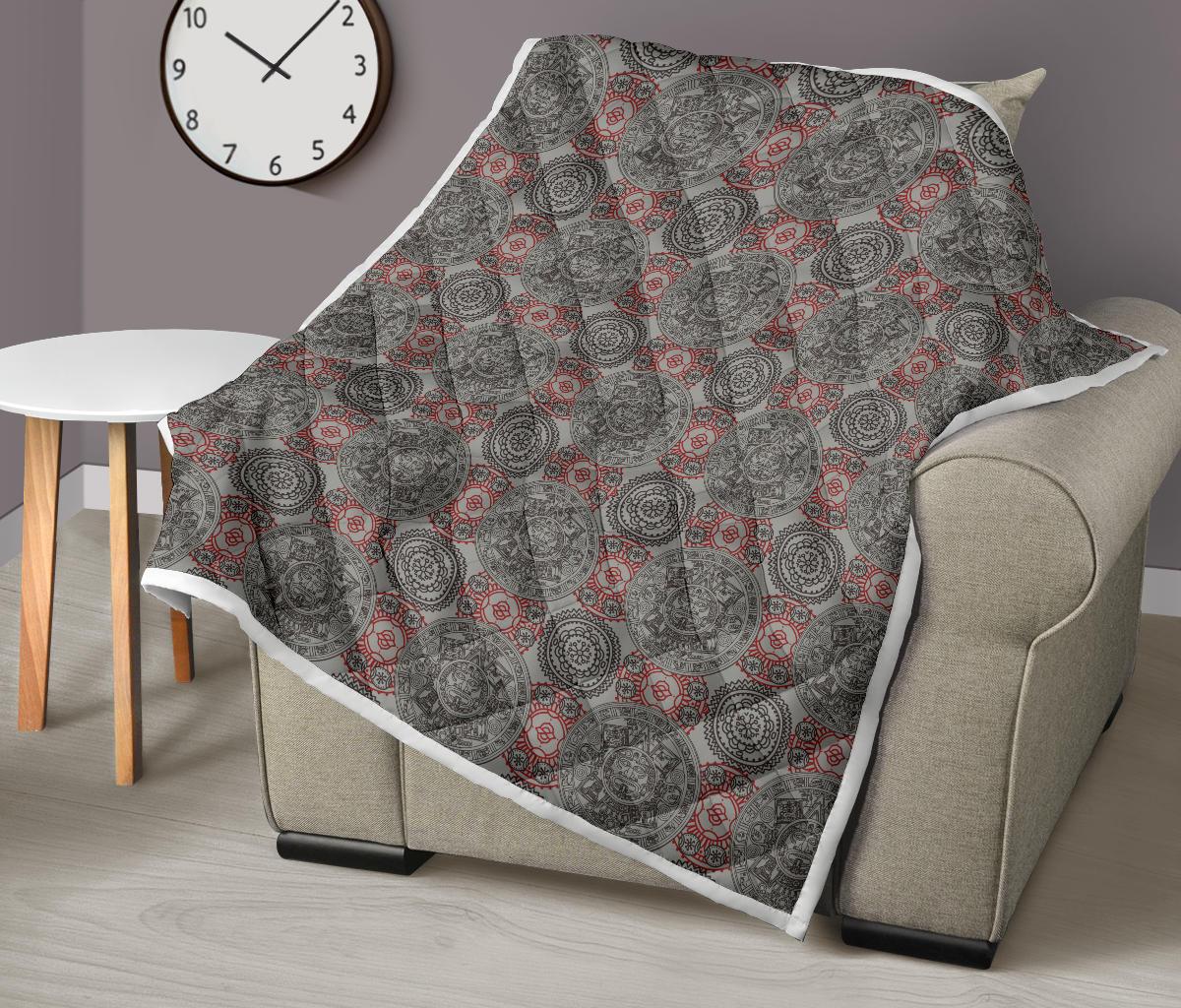 Calendar Aztec Style Print Pattern Premium Quilt-JTAMIGO.COM