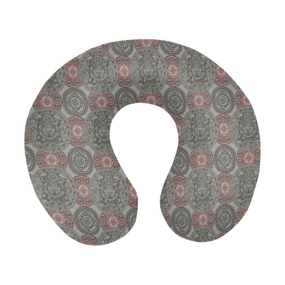 Calendar Aztec Style Print Pattern U-Shaped Travel Neck Pillow-JTAMIGO.COM