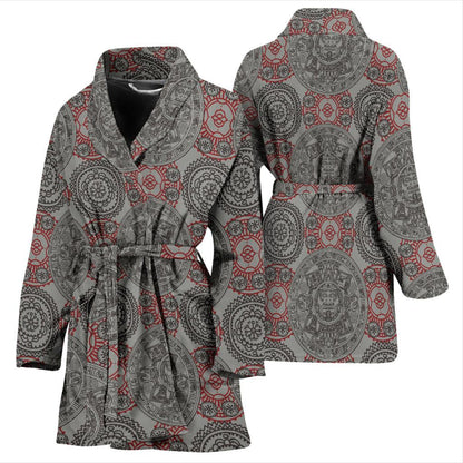 Calendar Aztec Style Print Pattern Women Bath Robe-JTAMIGO.COM