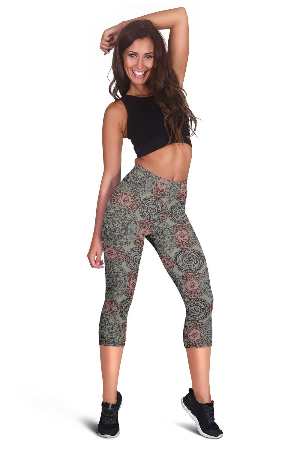 Calendar Aztec Style Print Pattern Women Capris