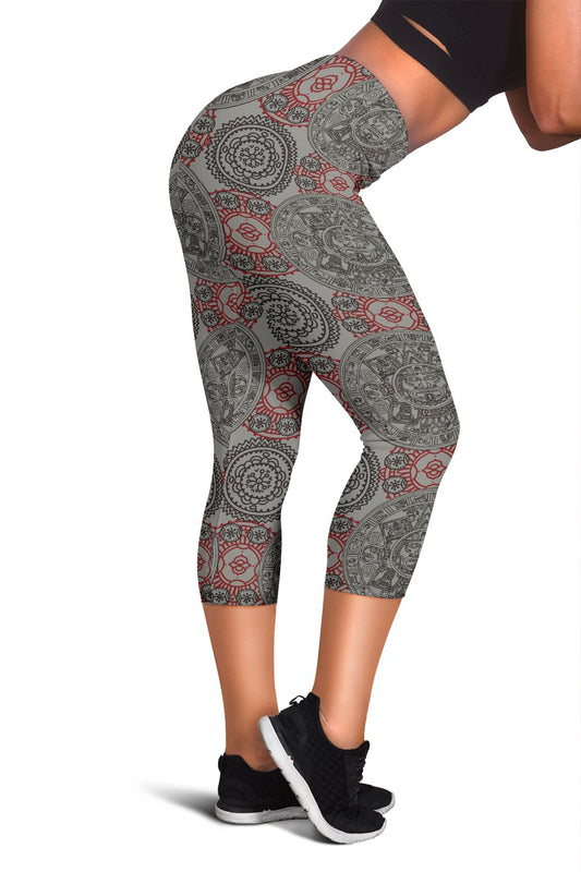 Calendar Aztec Style Print Pattern Women Capris