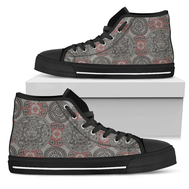 Calendar Aztec Style Print Pattern Women High Top Shoes